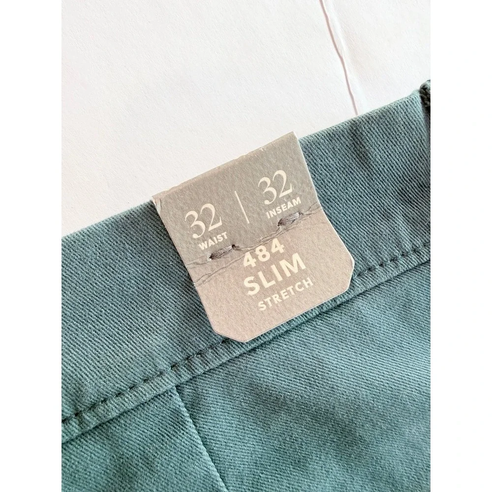 J.Crew 484 Slim Fit Stretch Chino Pants Mens 32x32 Green Blue AR885